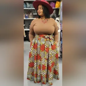 Maxi Skirt - Ankara - Brown Floral