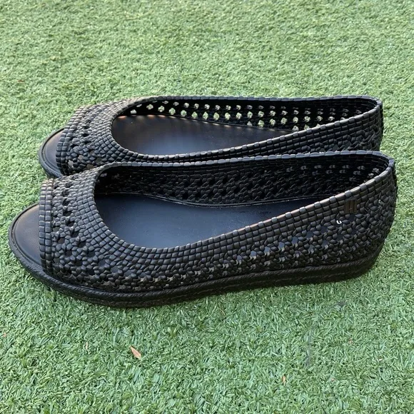 Melissa x jason Wu Black Woven Open Toe Shoes Preowned summer condition casual 7