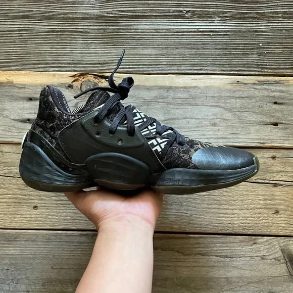 Men adidas James Harden Vol. 4 Core Black Basketball Shoes Sneakers