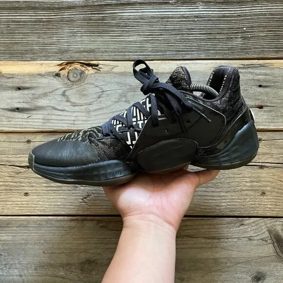 Men adidas James Harden Vol. 4 Core Black Basketball Shoes Sneakers