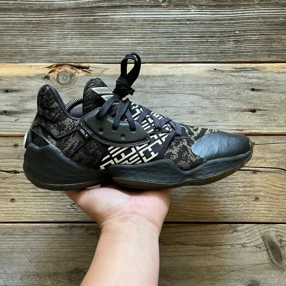 Men adidas James Harden Vol. 4 Core Black Basketball Shoes Sneakers