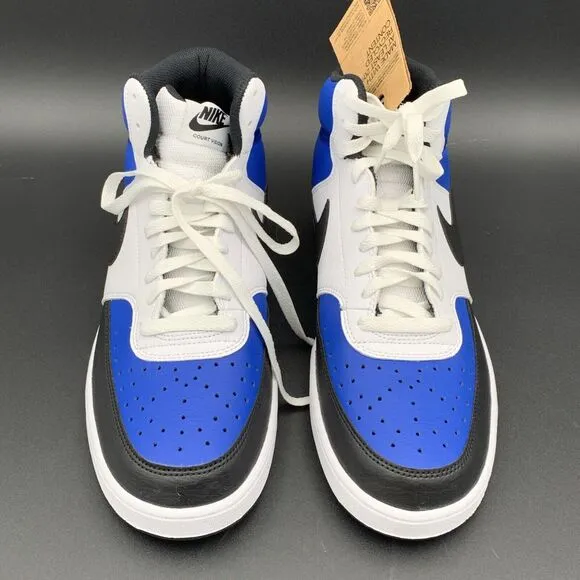 Men Nike Court Vision Mid Next Nature AF Shoes White/Game Royal/Black Size 11.5