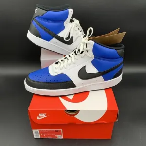 Men Nike Court Vision Mid Next Nature AF Shoes White/Game Royal/Black Size 11.5