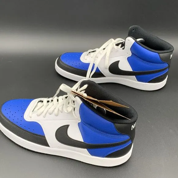 Men Nike Court Vision Mid Next Nature AF Shoes White/Game Royal/Black Size 11.5