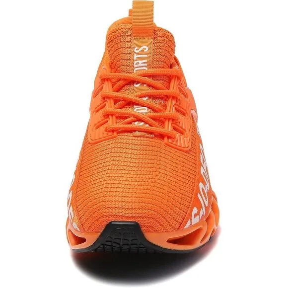 Men Orange Athletic Breathable Running Shoes Non-Slip Fashion Sneakers