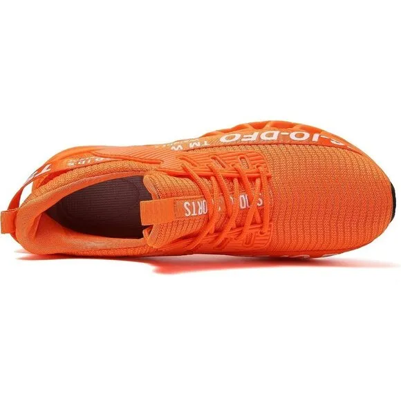 Men Orange Athletic Breathable Running Shoes Non-Slip Fashion Sneakers