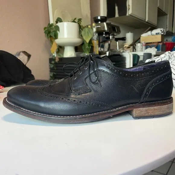 Men's Cassiuss Wingtip Brogue Dress Shoes - Classic Black Leather Ted Baker