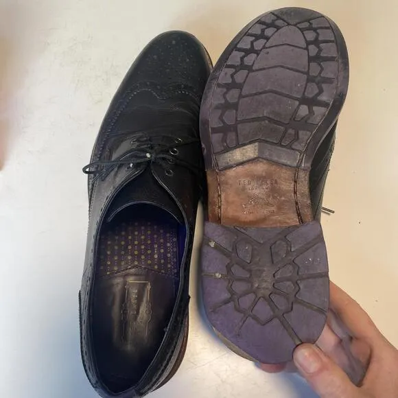 Men's Cassiuss Wingtip Brogue Dress Shoes - Classic Black Leather Ted Baker