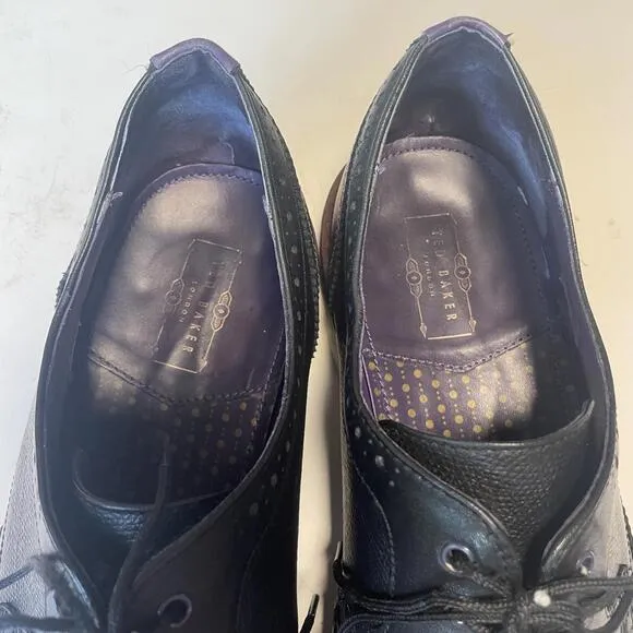 Men's Cassiuss Wingtip Brogue Dress Shoes - Classic Black Leather Ted Baker