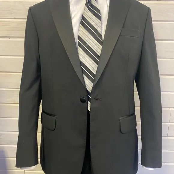 Men's Jean Ives Black Tuxedo Single Button Jacket -Weddings Affordable Tux-Prom