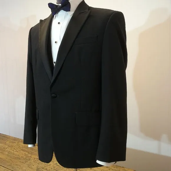 Men's Jean Ives Black Tuxedo Single Button Jacket -Weddings Affordable Tux-Prom