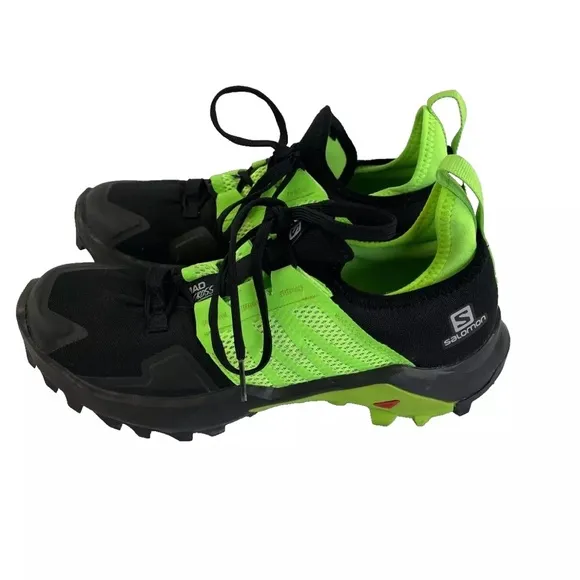 Mens Salomon Mad Cross Hiking Trail Running Shoes Sneakers Sz 8 Black Green