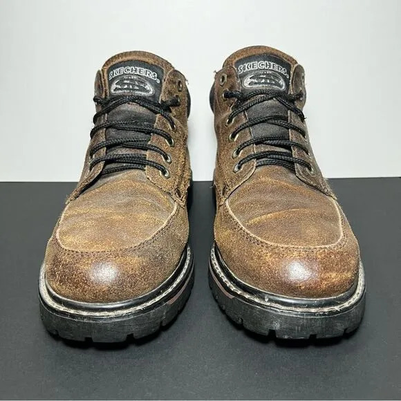 Mens SKECHERS Alley Cats Brown Leather Outdoor Boots / Size 9