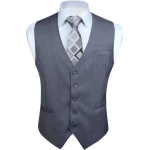 Men's Suit Vest with 3 Pockets - Dark Grey