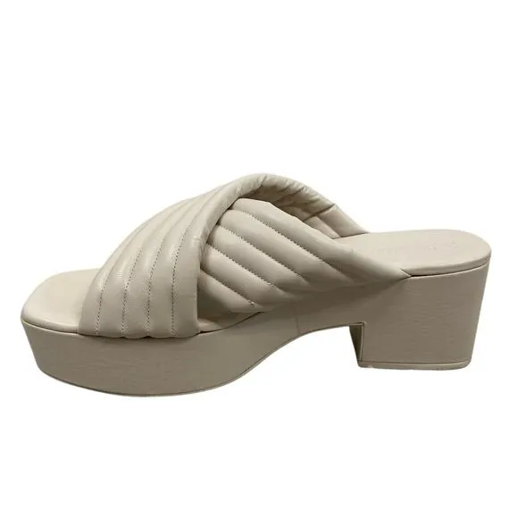 Mercedes Castillo Veronica Leather Crisscross Platform Sandals Linen Sz 11/ EU41