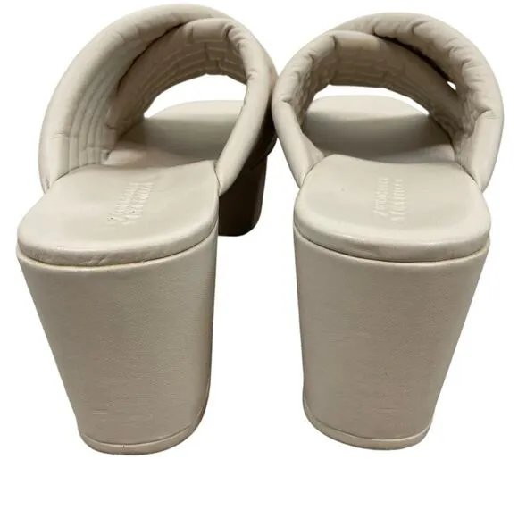 Mercedes Castillo Veronica Leather Crisscross Platform Sandals Linen Sz 11/ EU41