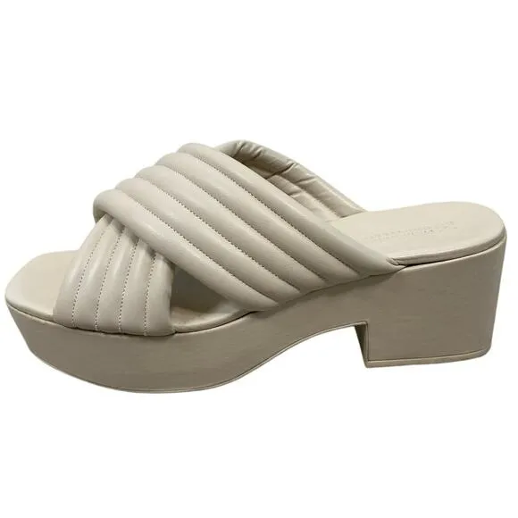 Mercedes Castillo Veronica Leather Crisscross Platform Sandals Linen Sz 11/ EU41