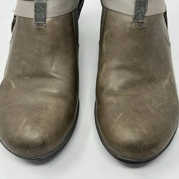 Merrell Evera Rush leather ankle booties women grey green heeled 7.5