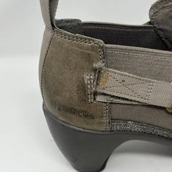 Merrell Evera Rush leather ankle booties women grey green heeled 7.5