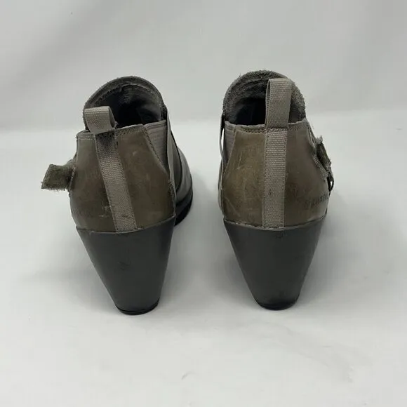 Merrell Evera Rush leather ankle booties women grey green heeled 7.5