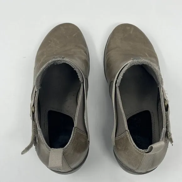 Merrell Evera Rush leather ankle booties women grey green heeled 7.5