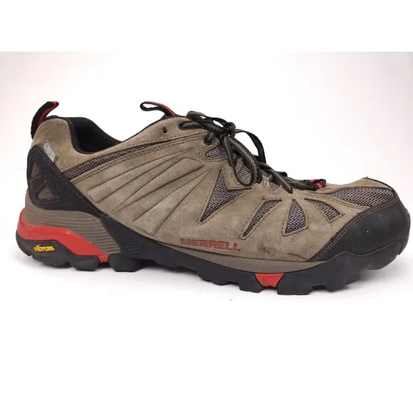 Merrell Men's Brown Capra Hiking Shoes Size 14 Nubuck Select Dry Vibram