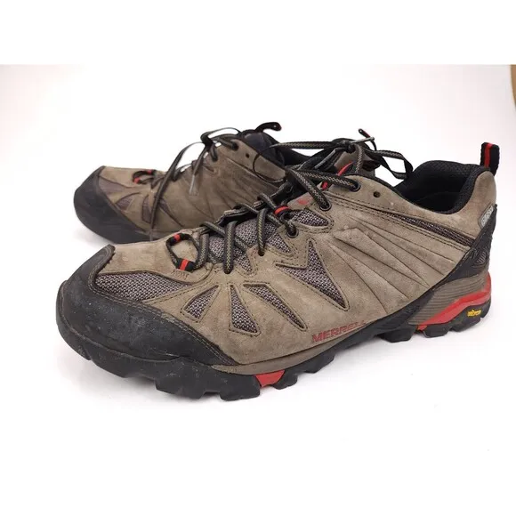 Merrell Men's Brown Capra Hiking Shoes Size 14 Nubuck Select Dry Vibram