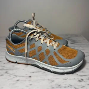 Merrell Size 8.5 Bare Access Flex 2 Barefoot Shoes Orange &amp; Grey Hiking Sneakers