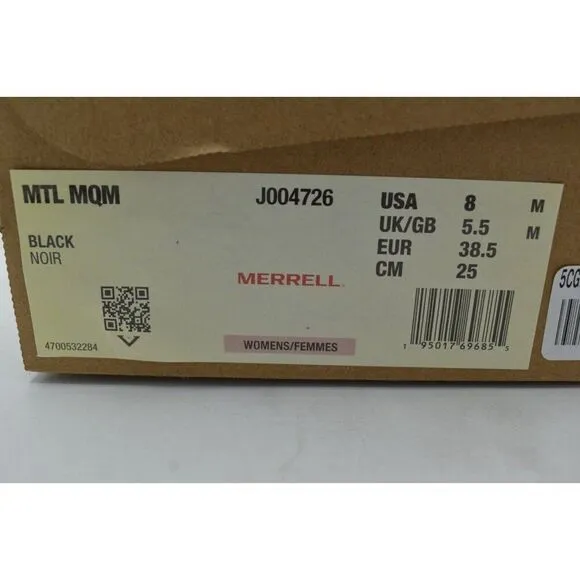 Merrell Womens Size 8 MTL MQM Black Hiking Shoes Sneakers