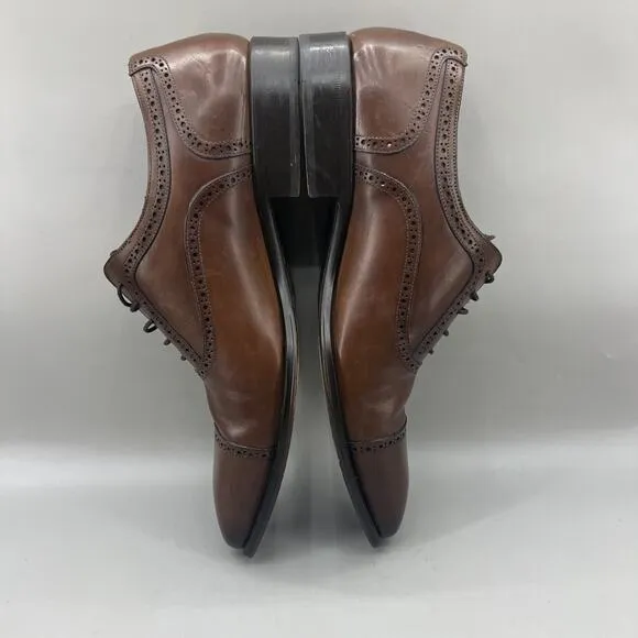 Mezlan Remy Brogue Cap Toe Oxford Men Size 10.5 M Brown Leather Shoes Spain Made