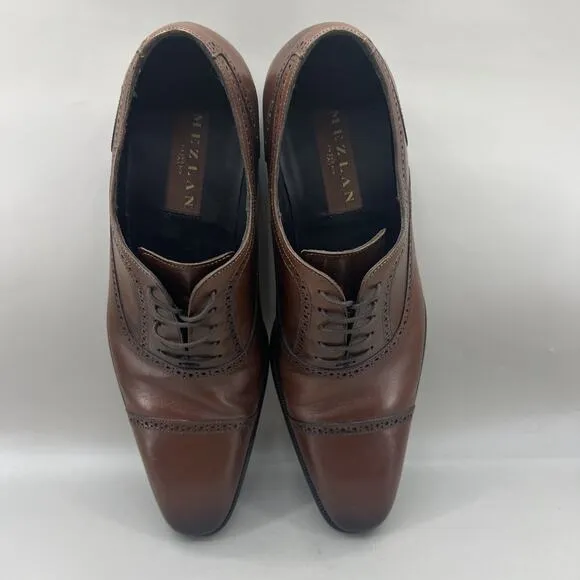 Mezlan Remy Brogue Cap Toe Oxford Men Size 10.5 M Brown Leather Shoes Spain Made