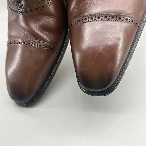 Mezlan Remy Brogue Cap Toe Oxford Men Size 10.5 M Brown Leather Shoes Spain Made