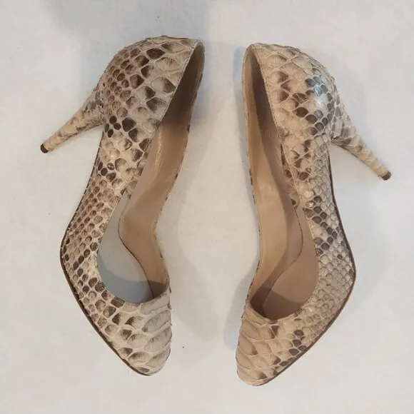 Michael Kors Cairo Genuine Python Skin Pumps Womens 8 Beige Nude Heels Snakeskin