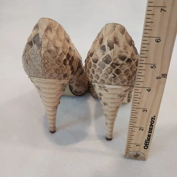 Michael Kors Cairo Genuine Python Skin Pumps Womens 8 Beige Nude Heels Snakeskin