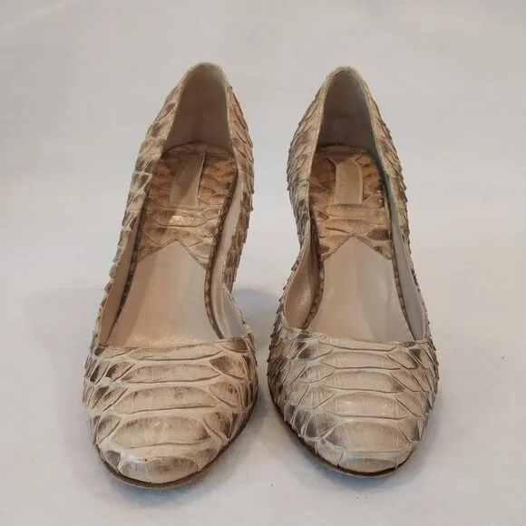 Michael Kors Cairo Genuine Python Skin Pumps Womens 8 Beige Nude Heels Snakeskin