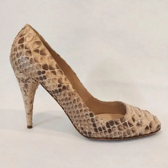 Michael Kors Cairo Genuine Python Skin Pumps Womens 8 Beige Nude Heels Snakeskin