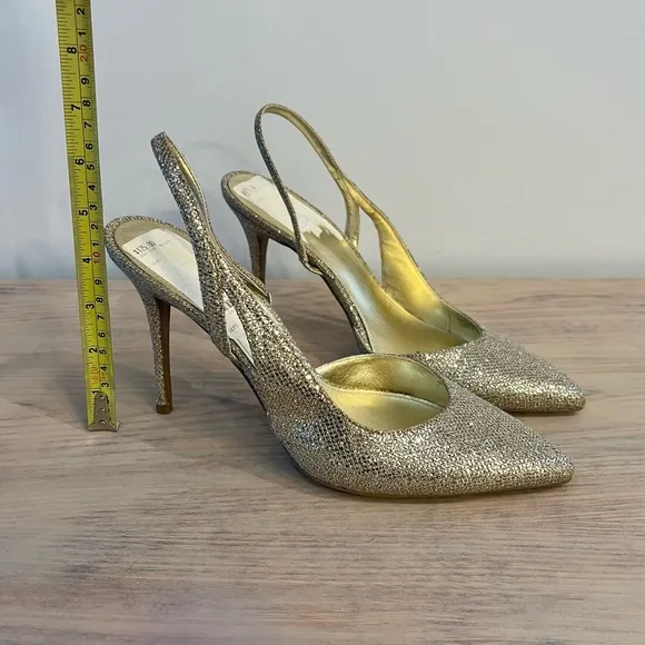 Michael Kors Eliza Pump GoldGlitter Sling Back Women's Party Shoes