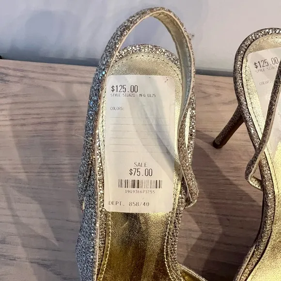 Michael Kors Eliza Pump GoldGlitter Sling Back Women's Party Shoes
