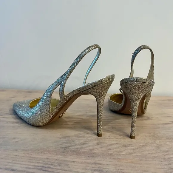 Michael Kors Eliza Pump GoldGlitter Sling Back Women's Party Shoes
