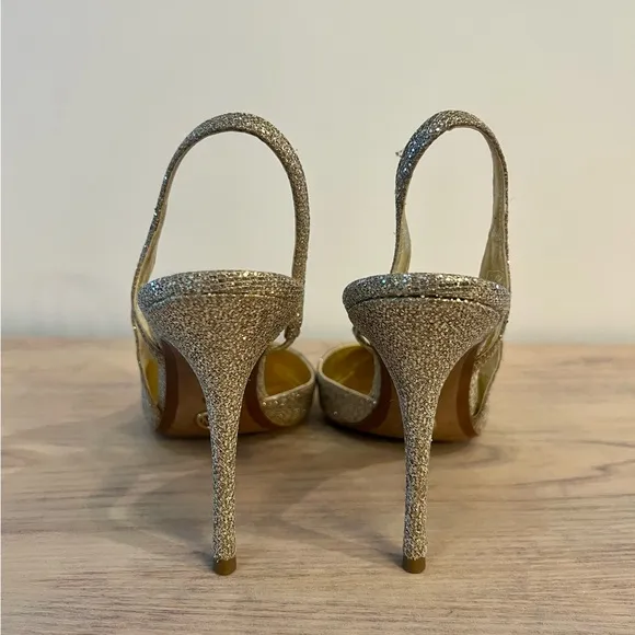 Michael Kors Eliza Pump GoldGlitter Sling Back Women's Party Shoes