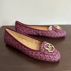 Michael Kor’s flat lillie moccasin dark berry dress ballet shoes women size 9