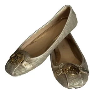Michael Kors Fulton Leather Bling Metallic Gold  Flats Shoes size 7.5