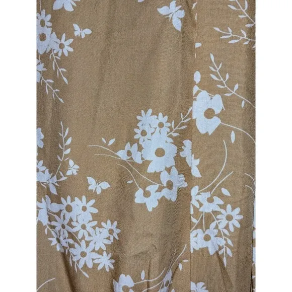 Michael Kors Khaki Floral Print Shirt Dress Button Front Midi Size S NWT $155