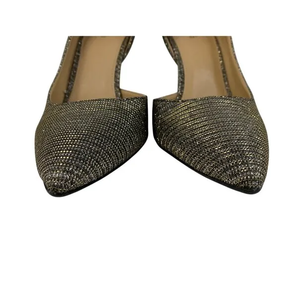 Michael Kors Metallic D'Orsay Heels Size 10M Knit Textile Sparkle 8762 Shoes