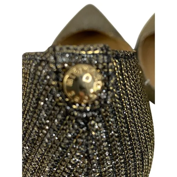 Michael Kors Metallic D'Orsay Heels Size 10M Knit Textile Sparkle 8762 Shoes