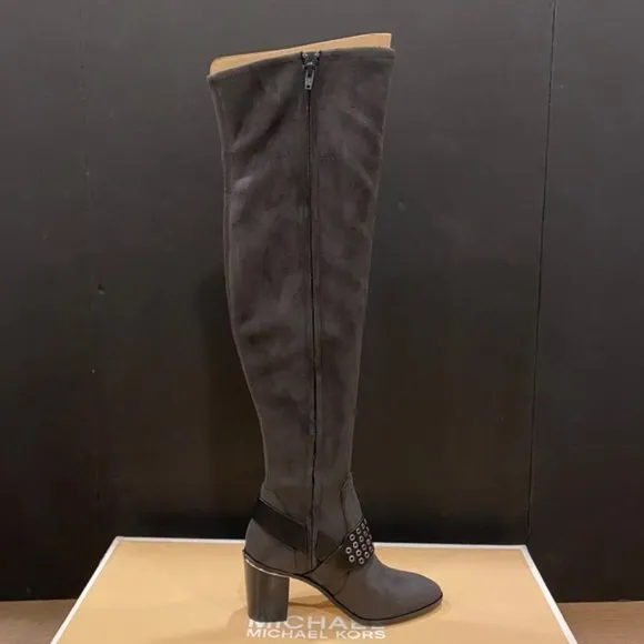 Michael Kors MK Charcoal Brody Over-The-Knee Tall Boots Shoes Heels Pumps NEW