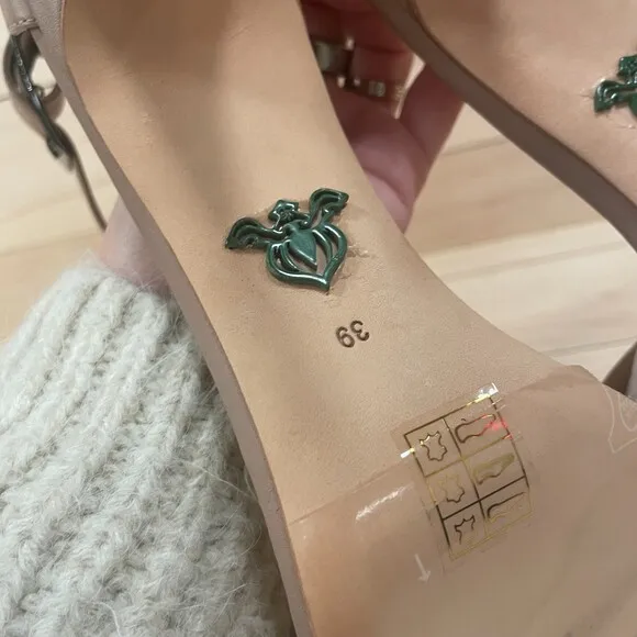 Michaela V Faux Leather Open Toe Ankle Strap Sandals Beige 39 EU