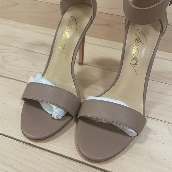 Michaela V Faux Leather Open Toe Ankle Strap Sandals Beige 39 EU
