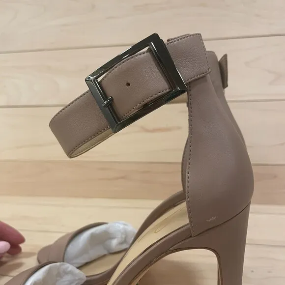 Michaela V Faux Leather Open Toe Ankle Strap Sandals Beige 39 EU