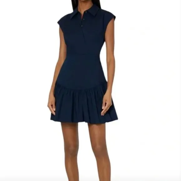 MILLY Gabby Poplin Dress Mini Dress, Navy, Size 4